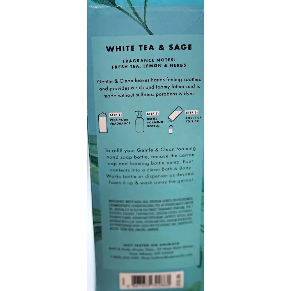 Bath & Body Works White Tea & Sage 8.75oz Foaming Hand Soap + 32oz Refill